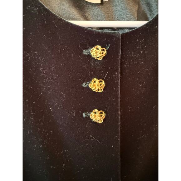 Vintage R&M Richards by Karen Kwong Velvet Jacket Womens 12 Black Gold Buttons - Picture 4 of 9